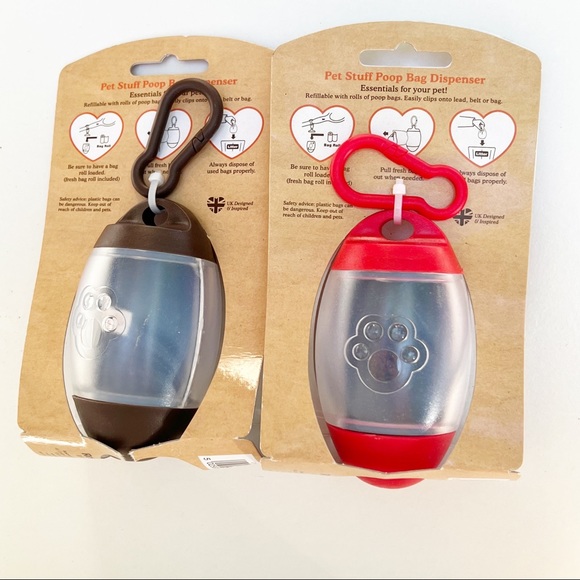 PET DOG Poop Bag Dispenser Clip on with bags CLEAN UP the easy way SET of 2 NEW - Picture 3 of 6